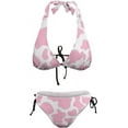 thumbnail image 5 of Cow Print Bikini Sets String Halter Triangle Bathing Suits Swimsuit for Women, 5 of 6