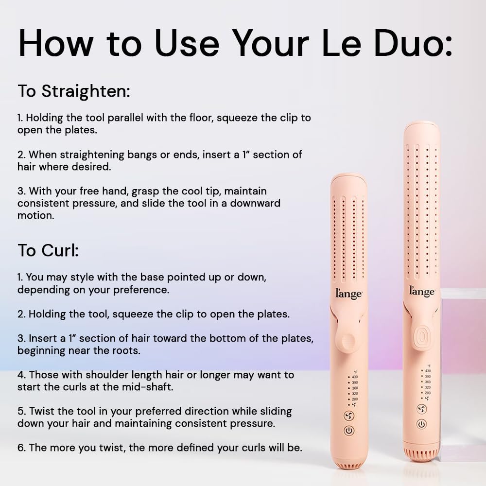 L'ange Hair Le Duo Grande 360° Airflow Styler | 2-in-1 Curling Wand & Titanium Flat Iron Hair Straightener - image 5 of 9