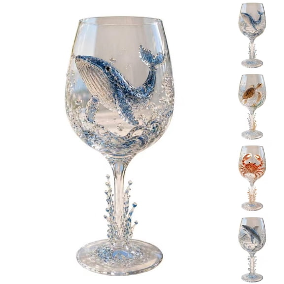 Oceans Treasure Handcrafted Sea Glass Wine Glass Single Blown Recycled Artisan Stemware Coastal Gift