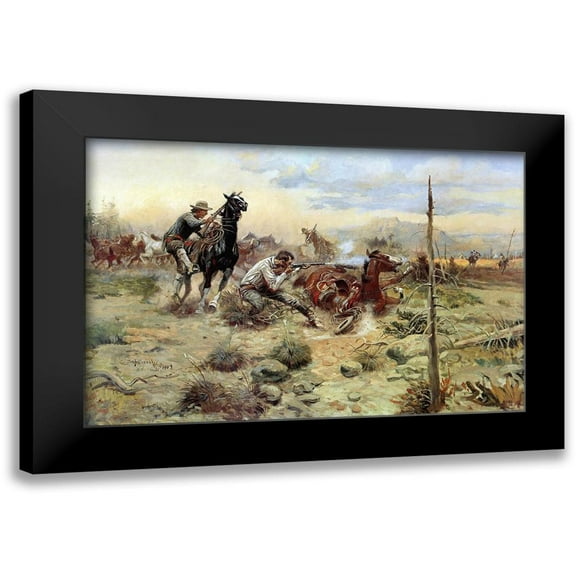 Russell, Charles Marion 14x11 Black Modern Framed Museum Art Print Titled - When Horseflesh Comes High