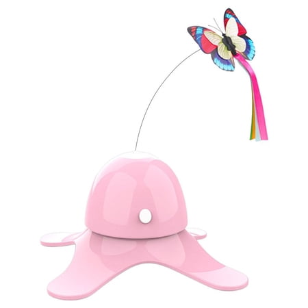 Automatic Funny Electric Cat Toy Interactive Rotating Butterfly Kitten Toys Teaser Training Steel Wire Accompany Exercise Pet Products - Pink
