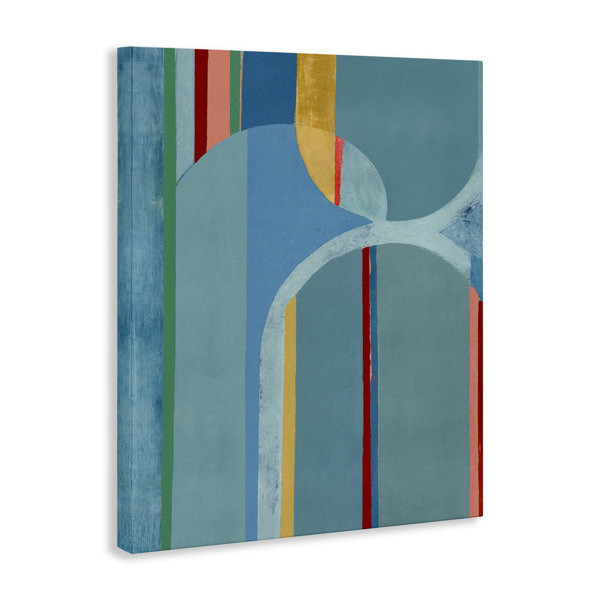 Stupell Industries Funky Blue Arches Abstract Painting Gallery Wrapped Canvas Art Print Wall Art, 24 x 30