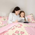thumbnail image 5 of jejeloiu Sweet Patchwork 7-Piece Twin Bedding For Girls,Checker Print Bedding Comforter Set,Pink Cream,Pink Reversible, 5 of 7