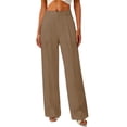 thumbnail image 2 of Pants for Women High Waist Stretchy Business Pants Casual Straight Leg Pants Pull On Work Pants for Women for Daily Wearing (Khaki1 XXL), 2 of 5
