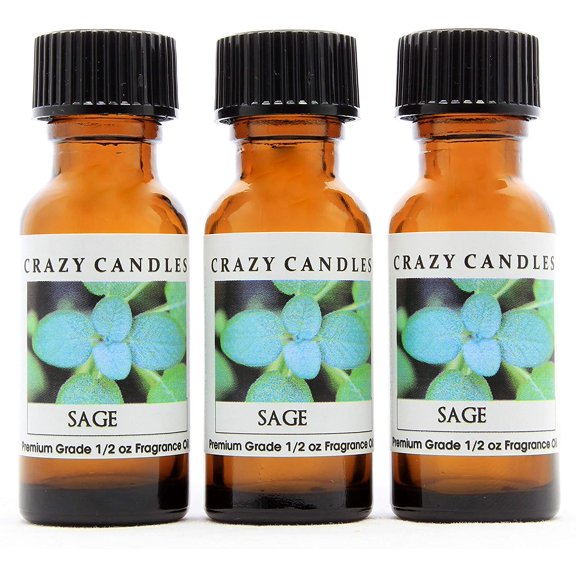 Sage (Made in USA) 3 Bottles 1/2 Fl Oz Each (15ml) Premium Grade Scented Fragrance Oil Made in USA
