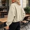thumbnail image 4 of Antinious Women Casual Zip Jacket Collar Drawstring Pocket Solid Long Sleeve Comfy, 4 of 5
