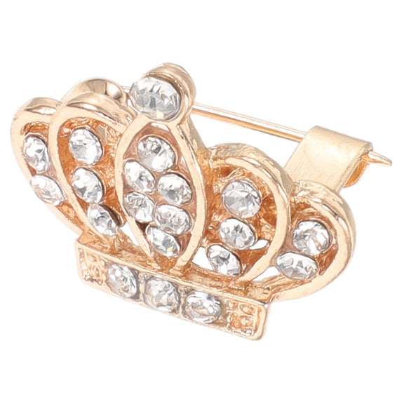 FRCOLOR Golden Crown Shaped Rhinestone Brooch Pin for Women Elegant Clothing Accessories with Durable Zinc