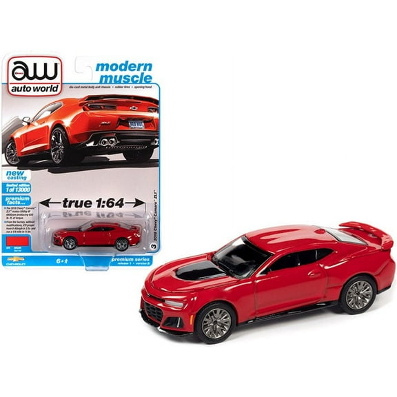 2018 Chevy Camaro ZL1, Red Hot - Auto World AWSP059/24B - 1/64 scale Diecast Model Toy Car