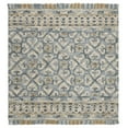 thumbnail image 2 of SAFAVIEH Blossom Jocelyne Geometric Fringe Wool Area Rug, Light Beige/Blue, 6' x 6' Square, 2 of 7