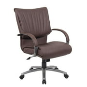 Boss Mid Back Bomber Brown Leather Plus Chair With Chorme BaseB9706P-BB27" W x 27" D x 39-42.5" H
