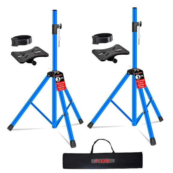 Speaker Stand 2Pc Adjustable 31 to 36" PA DJ Tripod Stands Heavy Duty w 35mm Pole 132Lb w Bag