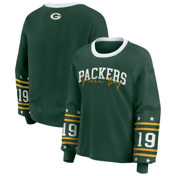 Women's WEAR by Erin Andrews Green Green Bay Packers Plus Size Sport Long-Sleeve T-Shirt