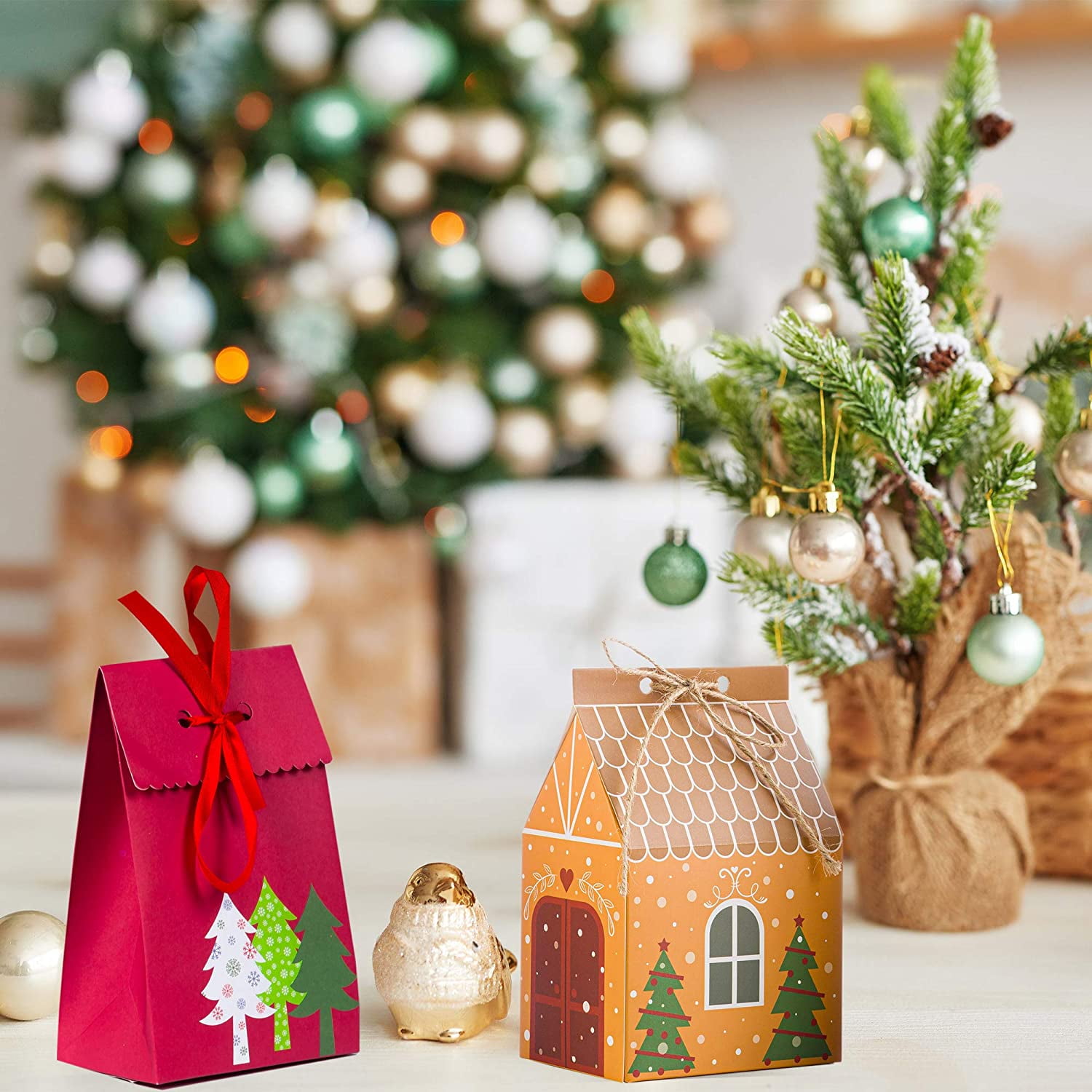 12pcs Belles Boîtes à Bonbons Boîtes-cadeaux De Noël Mignon Père (sans