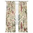 thumbnail image 2 of Vintage Plant Semi Sheer Curtains 96 Inch Length 2 Panels Set, Boho Botanical Flowers Green Leaf Ferns Sheer Kitchen Curtain Privacy Voile Window Curtain for Living Room Bedroom Rod Pocket Drapes, 2 of 7