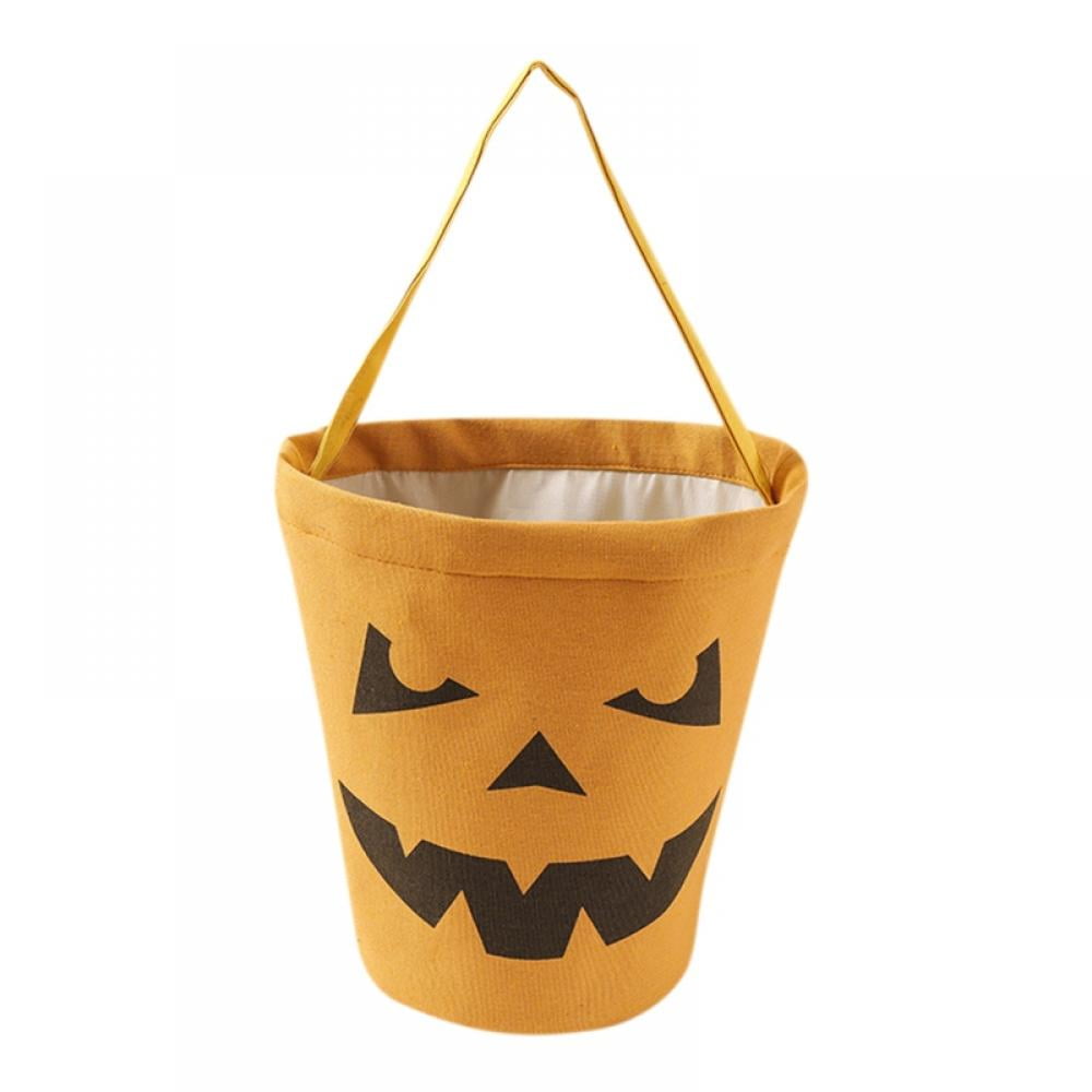 Bats Design Halloween Bucket Bag Trick or Treat Reusable Candy Bag Orange Black 