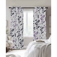 thumbnail image 3 of Grey Purple Botanical Blackout Curtains, Light Blocking Print Window Curtains, Watercolor Spring Floral Summer Leaf Thermal Insulated Window Drapes for Living Room 2 Panels, 84"W x 84"L, 3 of 9
