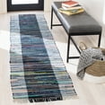 thumbnail image 2 of SAFAVIEH Rag Romeo Striped Fringe Cotton Runner Rug, Grey/Black, 2'3" x 9', 2 of 7
