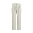 thumbnail image 5 of Miluxas Womens Spring Summer Solid Wide Leg Pants Pull on Stretchy Work Dress Pants High Waist Pleated Business Casual Trousers with Pockets White, 5 of 5