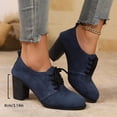 thumbnail image 4 of Xfvqtps Womens Lace Up Ankle Boots Chunky Heel Faux Suede Booties Round Toe Block Heel Shoes Casual Winter Boots Comfortable Heeled Boots, 4 of 9
