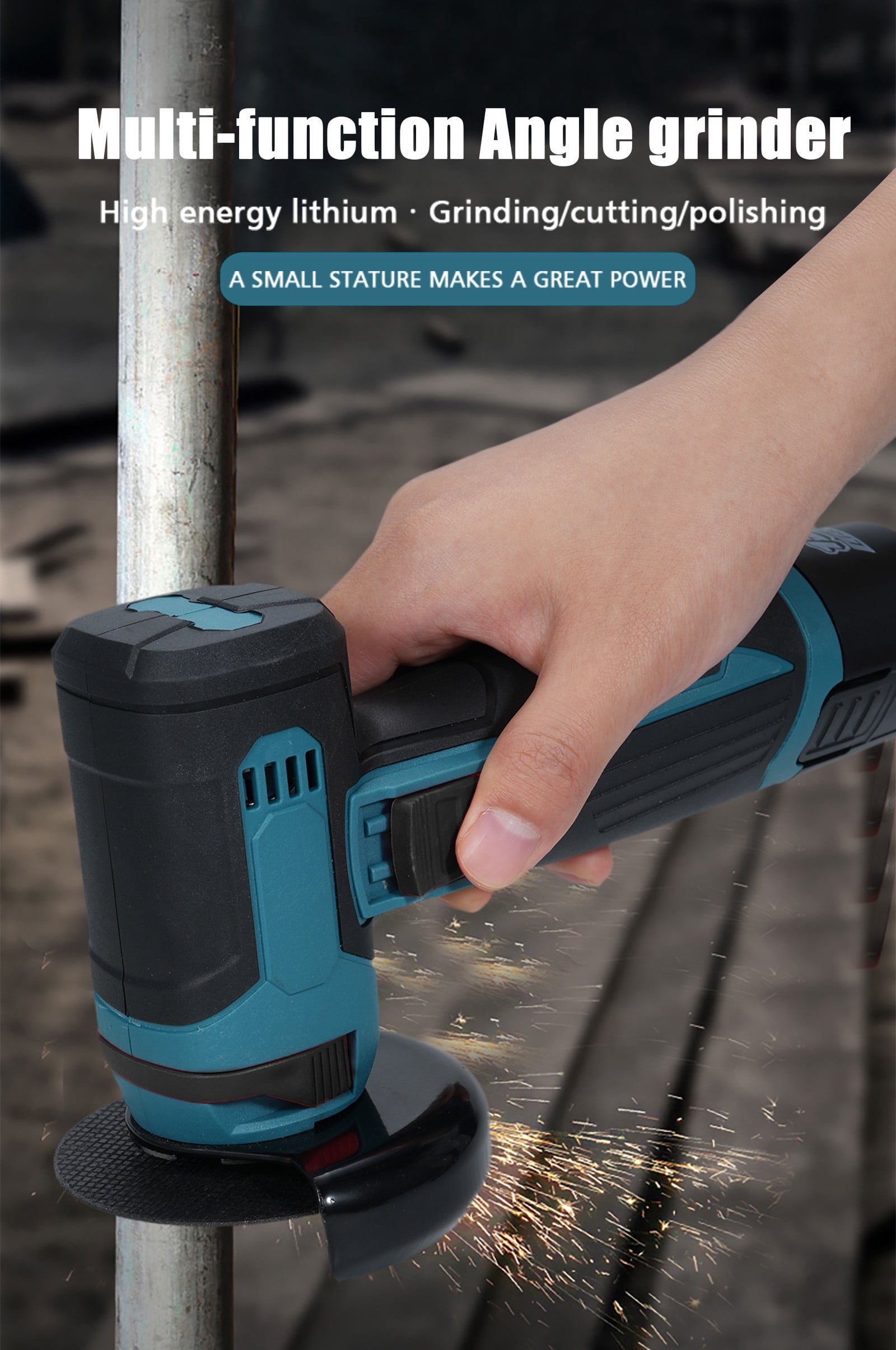 12V Cordless Angle Grinder Kit, Ginding disc 3 Inch/76mm 19500 rpm w/ 2* 1300mAh Lithium-Ion Battery for Cutting, Polishing, Grinding, Rust Removal