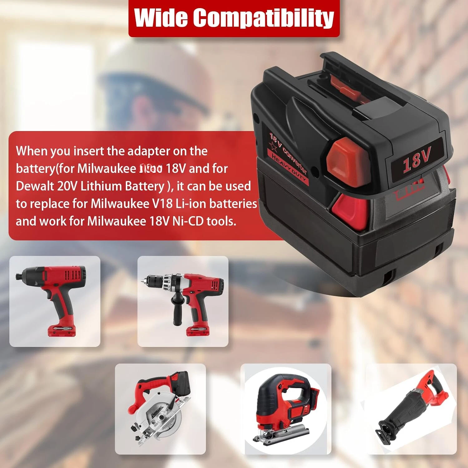 Battery Adapter for Milwaukee for Dewalt 18V Li-ion to For Milwaukee 18V NI-CD