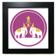 thumbnail image 1 of Tailandia en Tailandia dos elefante escudo Mesa de pared con marco cuadrado negro, 1 of 4