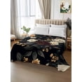 thumbnail image 2 of Vintage Black Floral King Size Flat Sheet, Wrinkleproof & Fadeproof Cooling Flat Bed Sheet Only, Spring Seasonal Botanical Blooms Breathable Soft Bedding Top Sheets 105 x 98 Inches, 2 of 8