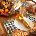 thumbnail image 6 of Fall Placemats Set of 4 Pumpkin Mushroom Place Mats Thanksgiving Placemat Farm Bird Orange Maple Leaves Black Plaid Table Mats for Dining Kitchen Table Dinner Party Home Fall Decorations 13x19, 6 of 8