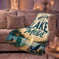thumbnail image 6 of Welcome Lake Mode Sunset Scene, Peaceful Mountain Lake Scene, Warm Flannel Blanket for Cabin and Lodge with Detailed Artwork, Outdoor Lovers Camping Gift, Rustic Home Decor, 6 of 9