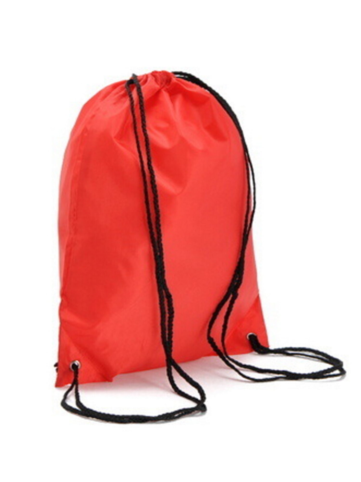 Nylon Drawstring Backpack String Gym Sack Bag Sports Cinch Sack for kids RED 