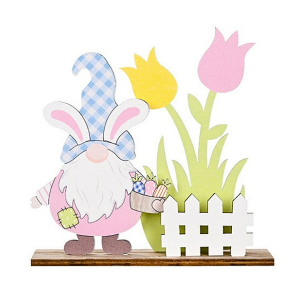 Easter Wooden Decorations Standing Gnomes Bunny Spring Gnomes Decor