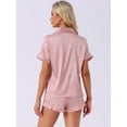 thumbnail image 4 of DARING DIVA Women's 2 Pcs Satin Silky Lounge Sets Ruffle Sleepwear Pink M, 4 of 7