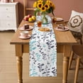 thumbnail image 2 of Aqua Grey Botanical Table Runner - 72 Inch Long Watercolor Spring Floral Summer Leaf Cotton and Linen Blended Dress Scarves Farmhouse Table Runner for Kitchen Dining, Coffee Table, 13" x 72", 2 of 8