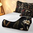 thumbnail image 4 of Homewish Bohemian Botanical Mushroom Twin Quilt Set,Vintage Flowers Twin Coverlet Set,Black,Black Reversible,2pcs, 4 of 7