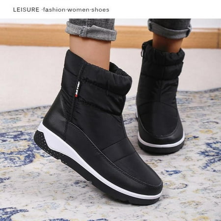 

Tdoqot Womens Snow Boots- Outdoor Snow Boots Round Toe Shoes Waterproof Slip On Casual Boots Black 41