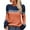 A Orange, variant on Fall Sweaters for Women Fall Winter Long Sleeve Knit Sweaters Striped Patchwork Round Neck Elegant Top Knitted Sweater Blue L