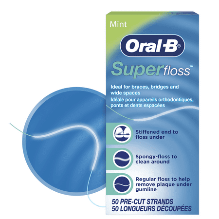 Oral-B Super Floss Pre-Cut Strands Dental Floss, Mint, 50 Count