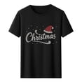 thumbnail image 3 of Frostluinai Christmas Rhinestone Tee Shirts Women Crew Neck Xmas Party Shirt Funny Letter Print Short Sleeve Tshirts S-XXL, 3 of 7