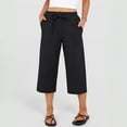 thumbnail image 4 of Petite Capris for Women with Pockets Summer Casual Loose Drawstring Elastic High Waist Straight 2026 Lounge Beach Cropped Trousers Black XL, 4 of 7
