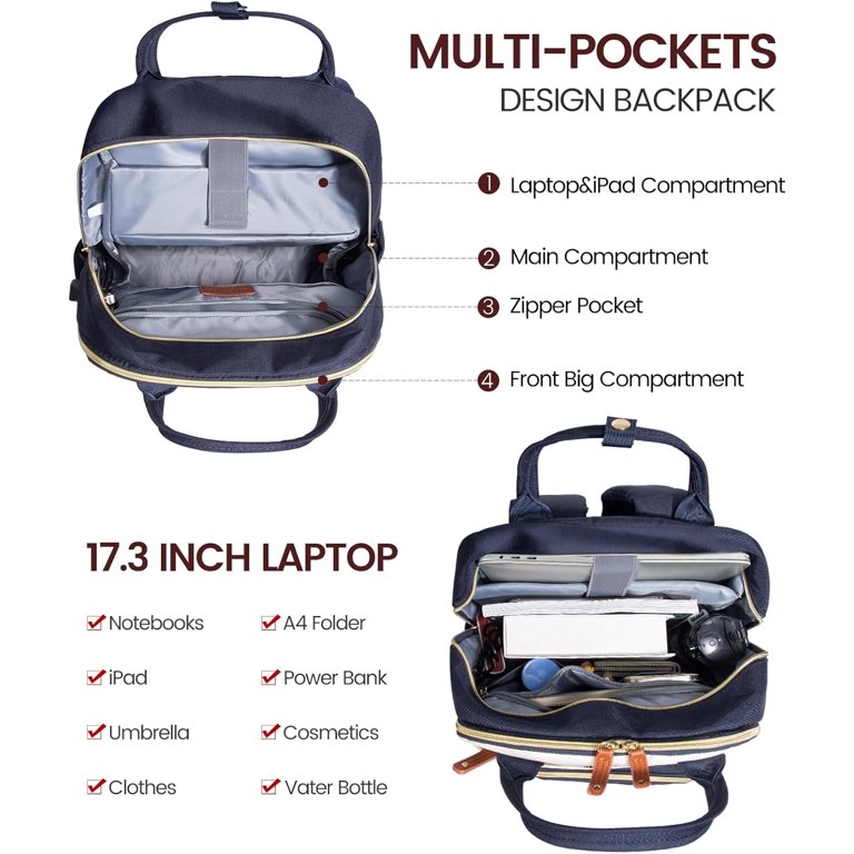 Navy Women\'s Backpack with Multi-Compartment Design Travel Backpack for Men Women Multifunctional Waterproof  main image 3