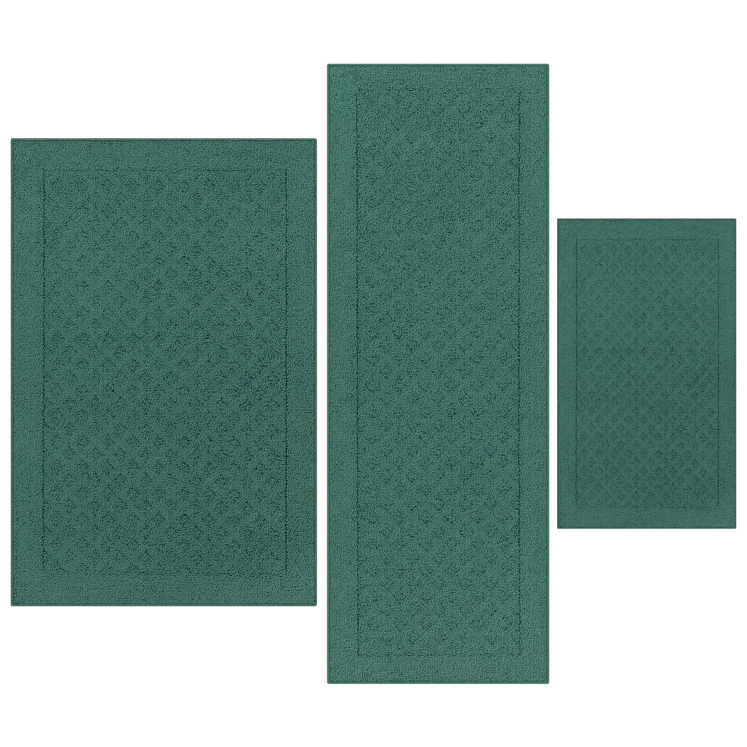 Mainstays Dylan Solid Indoor Living Room Rug Set, Teal, 3Piece Accent