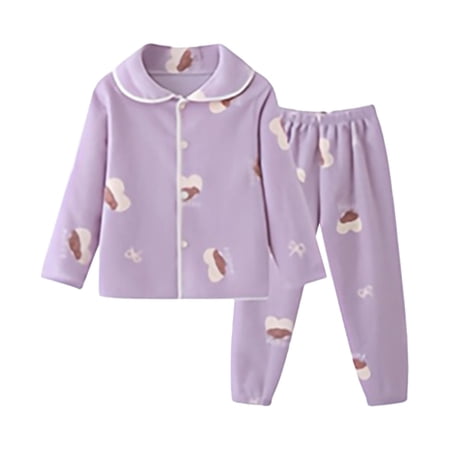 Tisuna Fall Pajamas Set For Kids Boys Fashion Graphic Print Long Sleeve Collar Button Tops And Pants Pjs 2 Pieces Sleepwear Set For Children Indoor Wear Size 5-6 Years