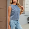 thumbnail image 5 of IUYRTFE Women's Denim Look Crop Tank Top Crew Neck Sleeveless Center Seam Back Zip Summer – Slim Cotton, 5 of 8