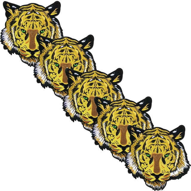 Parche de Tigre Felino PatchPros Tiger06 25x25cm Amarillo/Blanco Bordado Adhesivo para Planchar