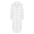 thumbnail image 4 of BUWTTER Sundresses for Women Casual Summer Linen Shirt Long Sleeve Open Front Tunic Cover Up Loose Fit Maxi with Pockets White Dress XXXXL, 4 of 5