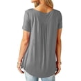 thumbnail image 2 of GORHGORH Women Summer Tee Shirt Solid Color Short Sleeve Button Blouse Tunic T-Shirt Top, 2 of 4