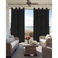 thumbnail image 4 of Solid Black Blackout Curtains 45 Inches Long for Bedroom, Retro Minimalism Abstract Denim Texture Thermal Insulated Room Darkening Black Out Window Curtain Panels Grommet Drapes for Living Room, 4 of 8