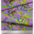 thumbnail image 2 of Soimoi Moss Georgette Fabric Branches,Parrot & Leopard Jungle Print Fabric by the Yard 42 Inch Wide, 2 of 3