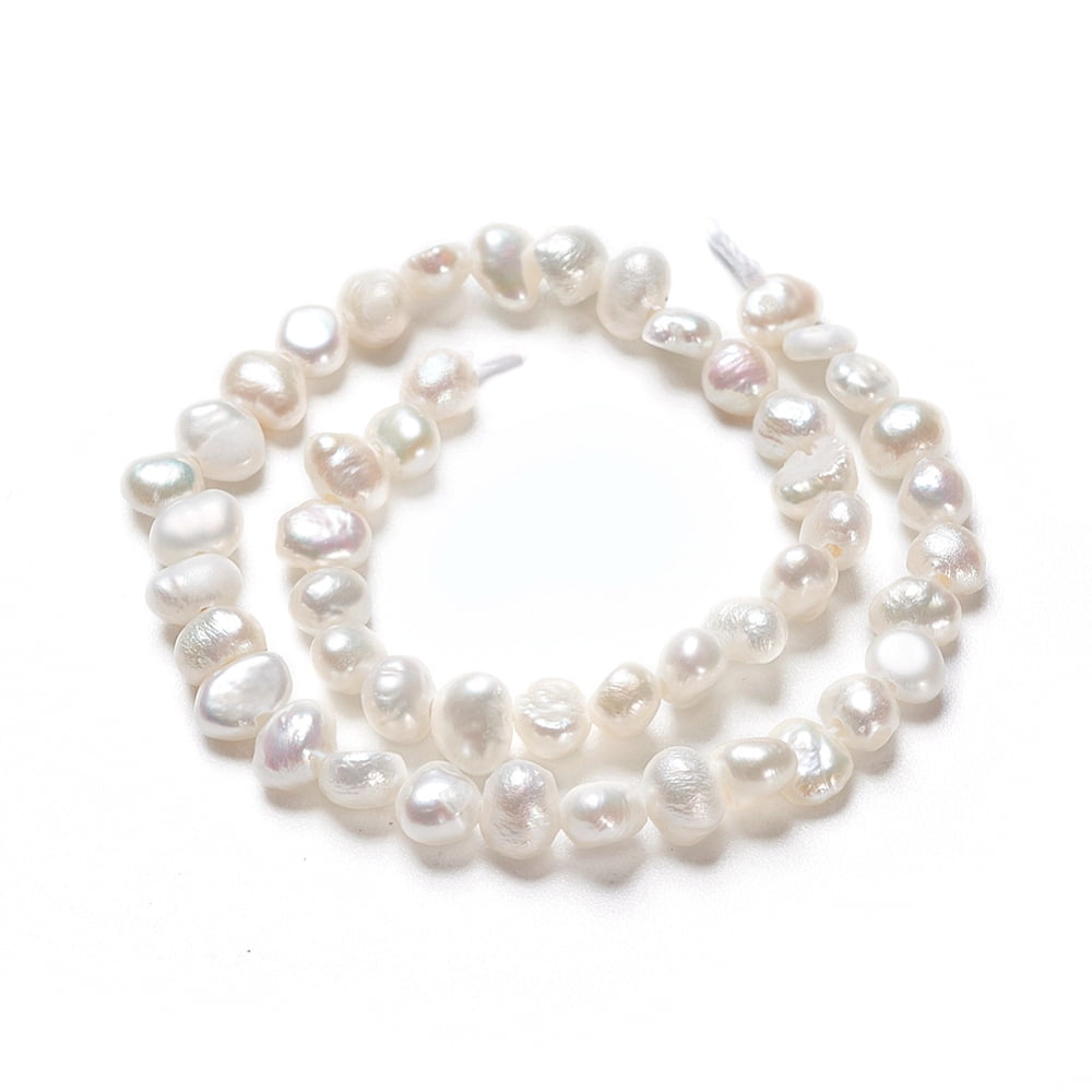 6 Strand Natural Cultured Freshwater Pearl Beads Strands Two Sides Polished White 3.5~4.5x2.5~3x3~3.5mm Hole: 0.5mm about 48pcs/strand