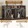 thumbnail image 3 of 63" Double Dog Crate furniture for 2 Large Dogs, Farmhouse Style Dog Cage TV Stand with Sliding Door, Dog Kennel Indoor with Removable Divider, Grey, 3 of 6